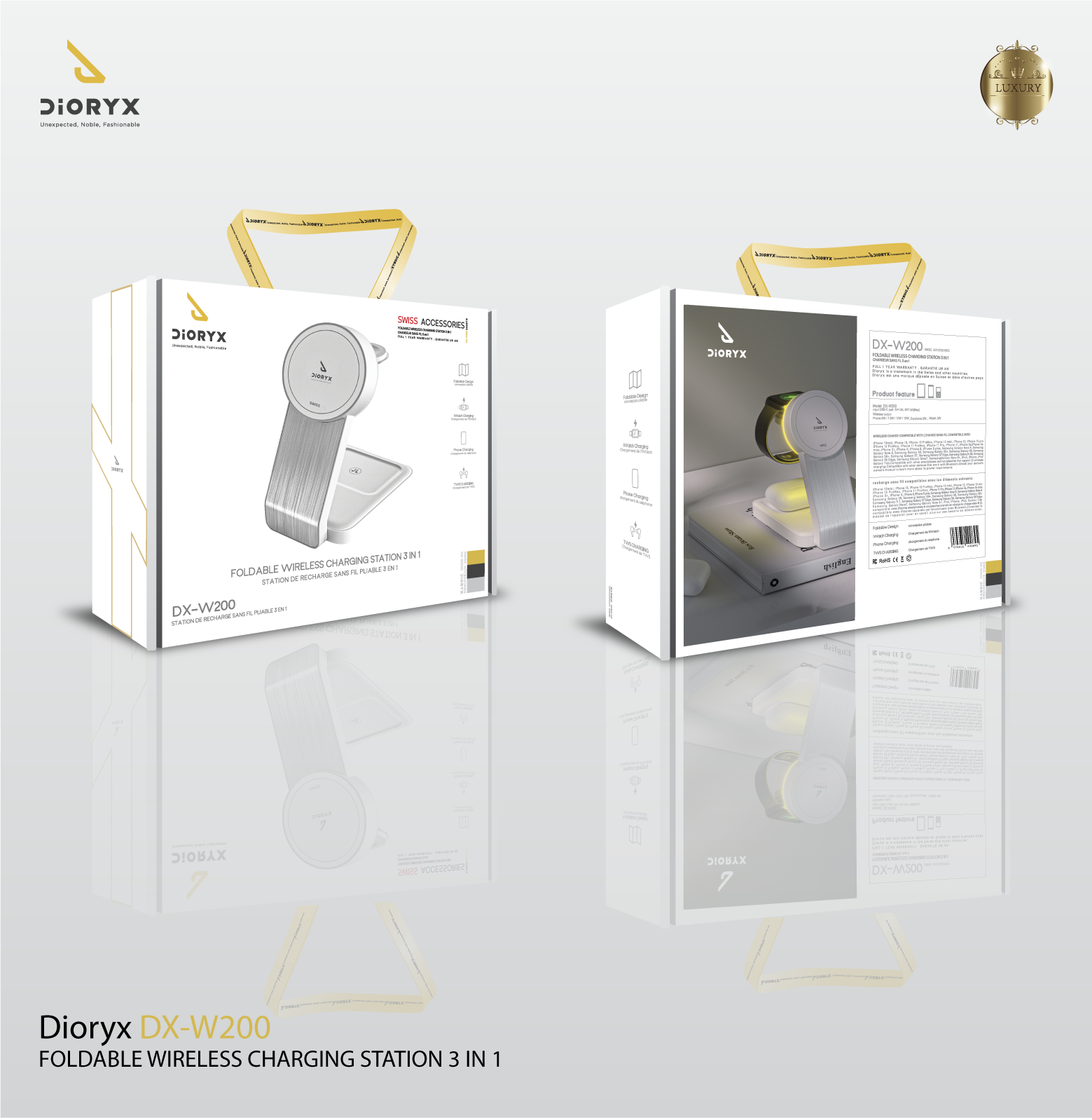 شارژر وایرلس تاشو 3 کاره دیوریکس مدل DX-W200