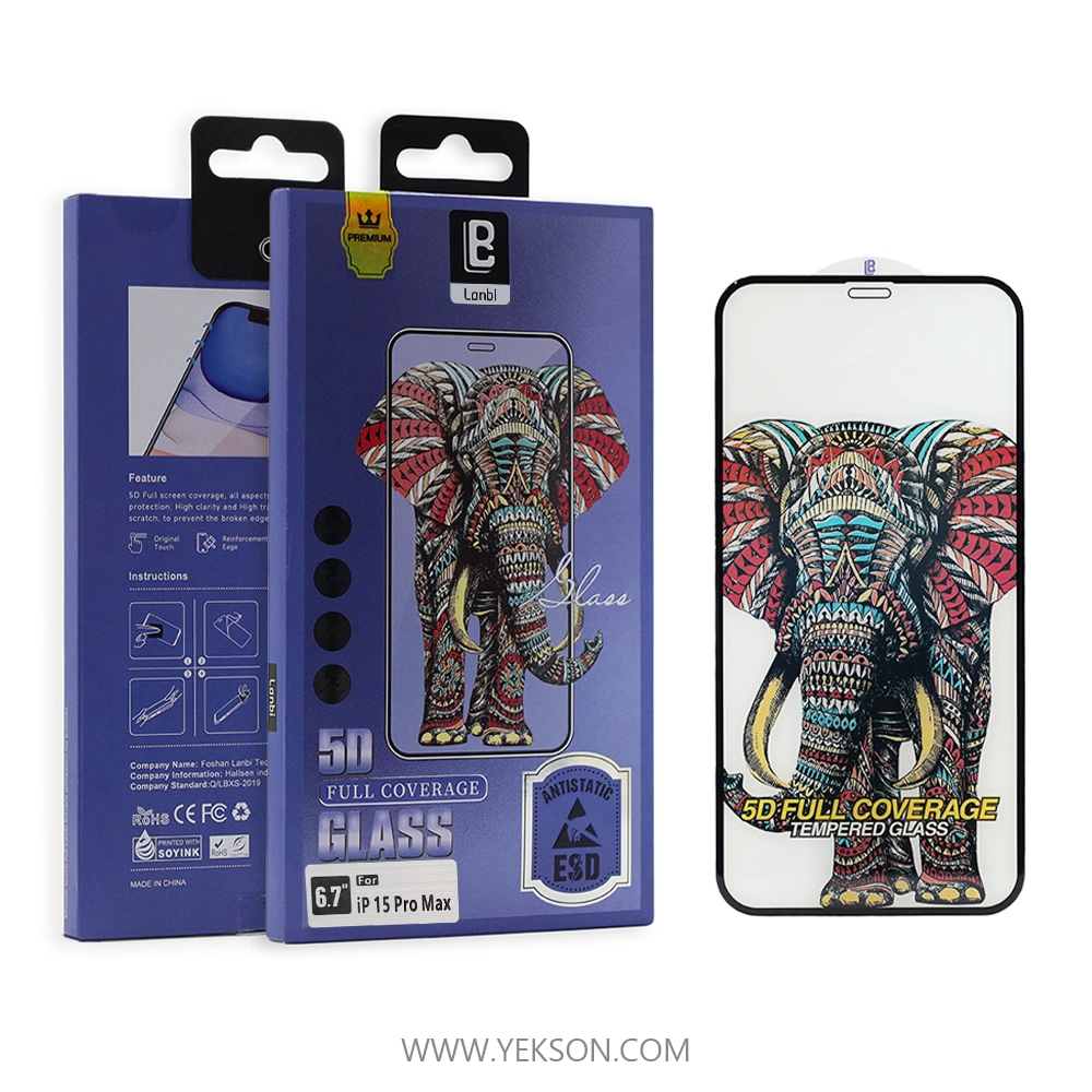 گلس پکدار 5D ESD لنبی مدل آیفون 15PROMAX
