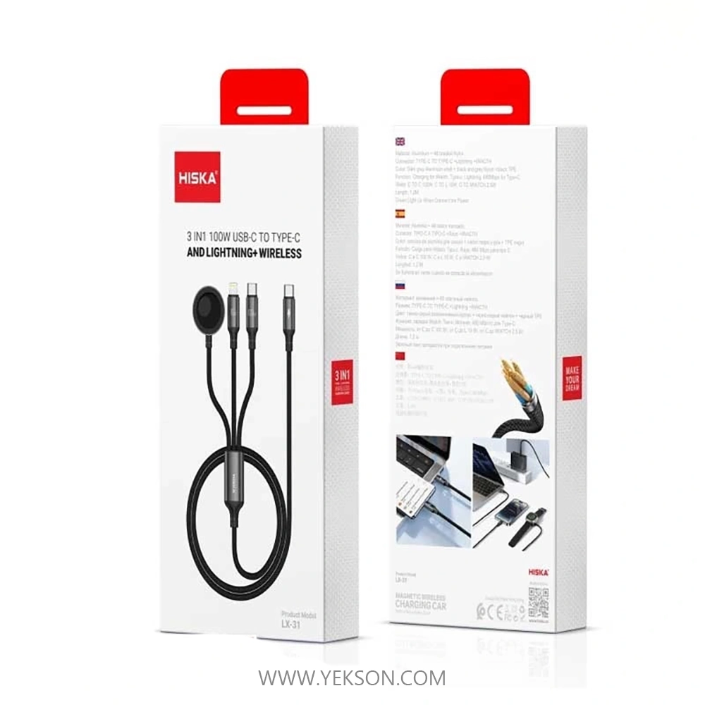 کابل شارژ سه کاره هیسکا LX-31