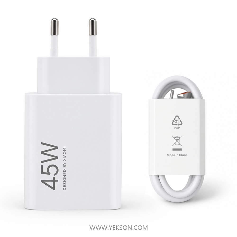 شارژردیواری ۴۵وات شیائومی :مدلMYD-17-ET. دوپین سرجعبه +کابل اورجینال