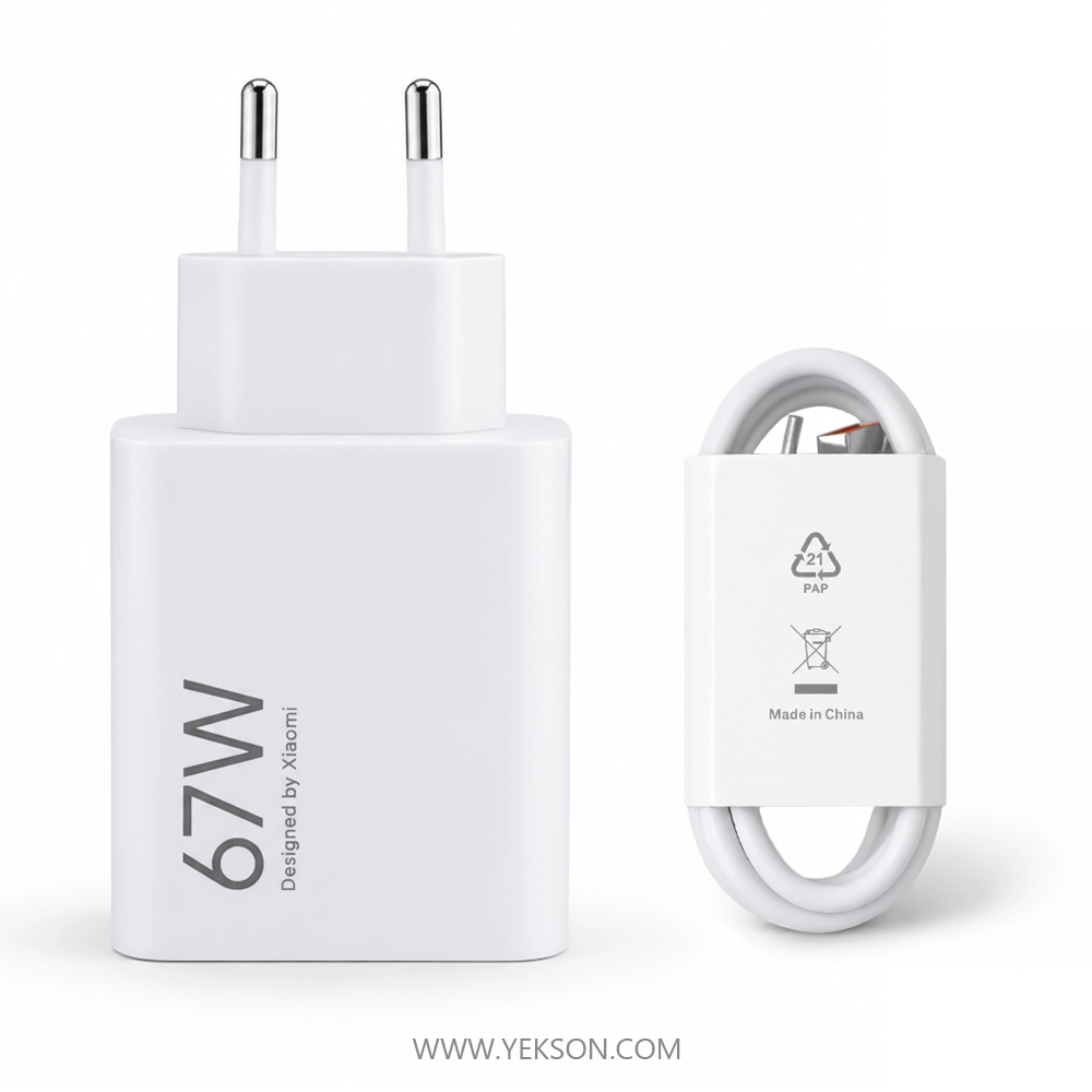 شارژردیواری ۶۷وات شیائومی :مدل MYD-15-ET. دوپین سرجعبه +کابل اورجینال