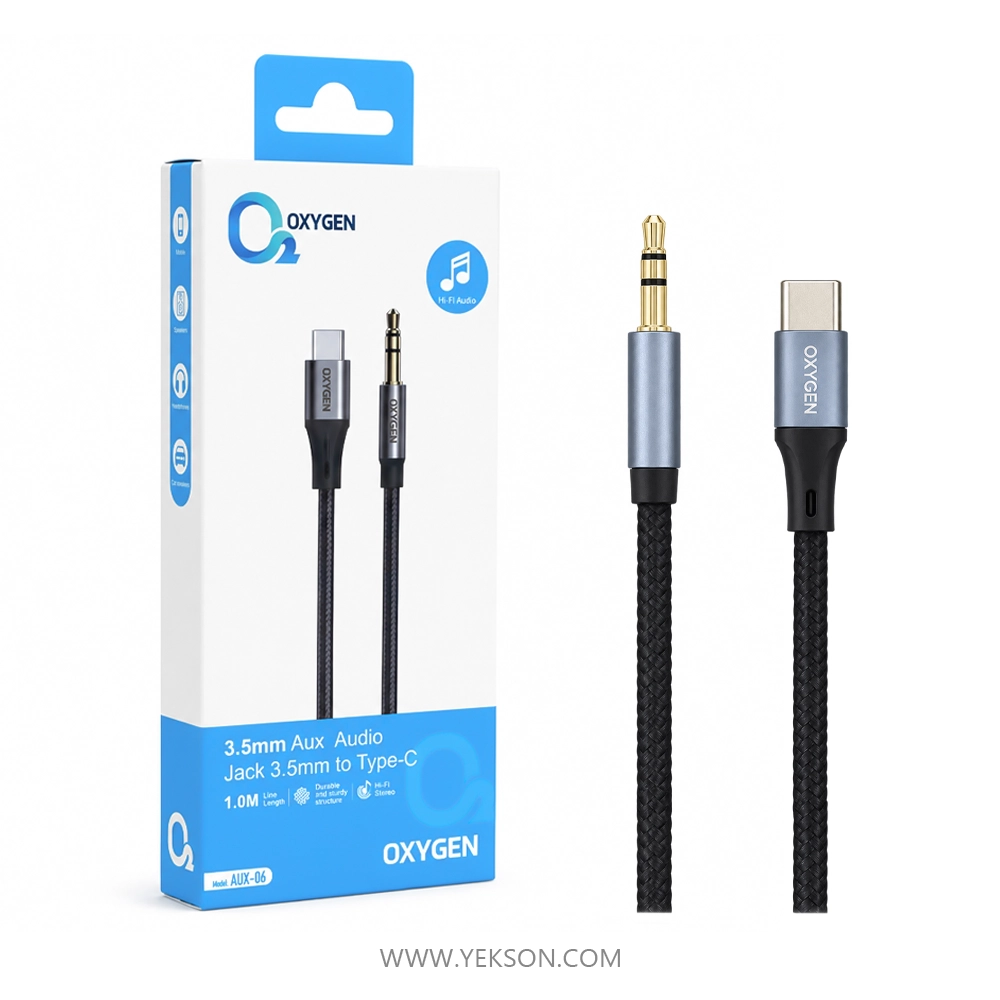290063 (profile) کابل تبدیل Type-C به AUX اکسیژن AUX-06 طول 1 متر